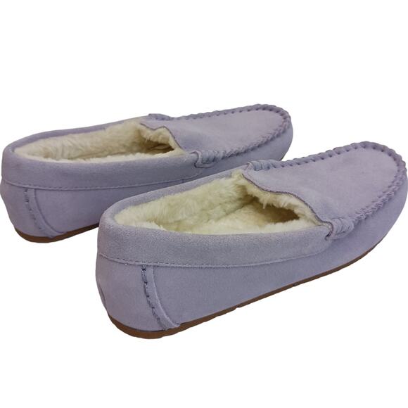 Lands' End SZ 7 Women's Suede Leather Moccasin Slippers Lilac NWOT - Picture 4 of 9